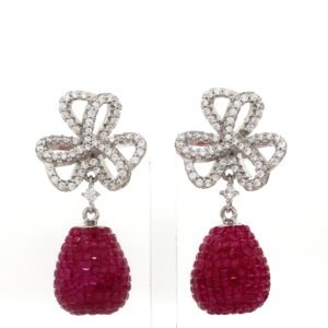 Crystal Flower Red Drop – Signature Earrings by Nirelle