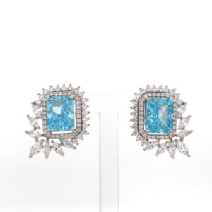 Nirelle Aqua Crystal Studs – Delicate Silver Jewellery with Oceanic Sparkle