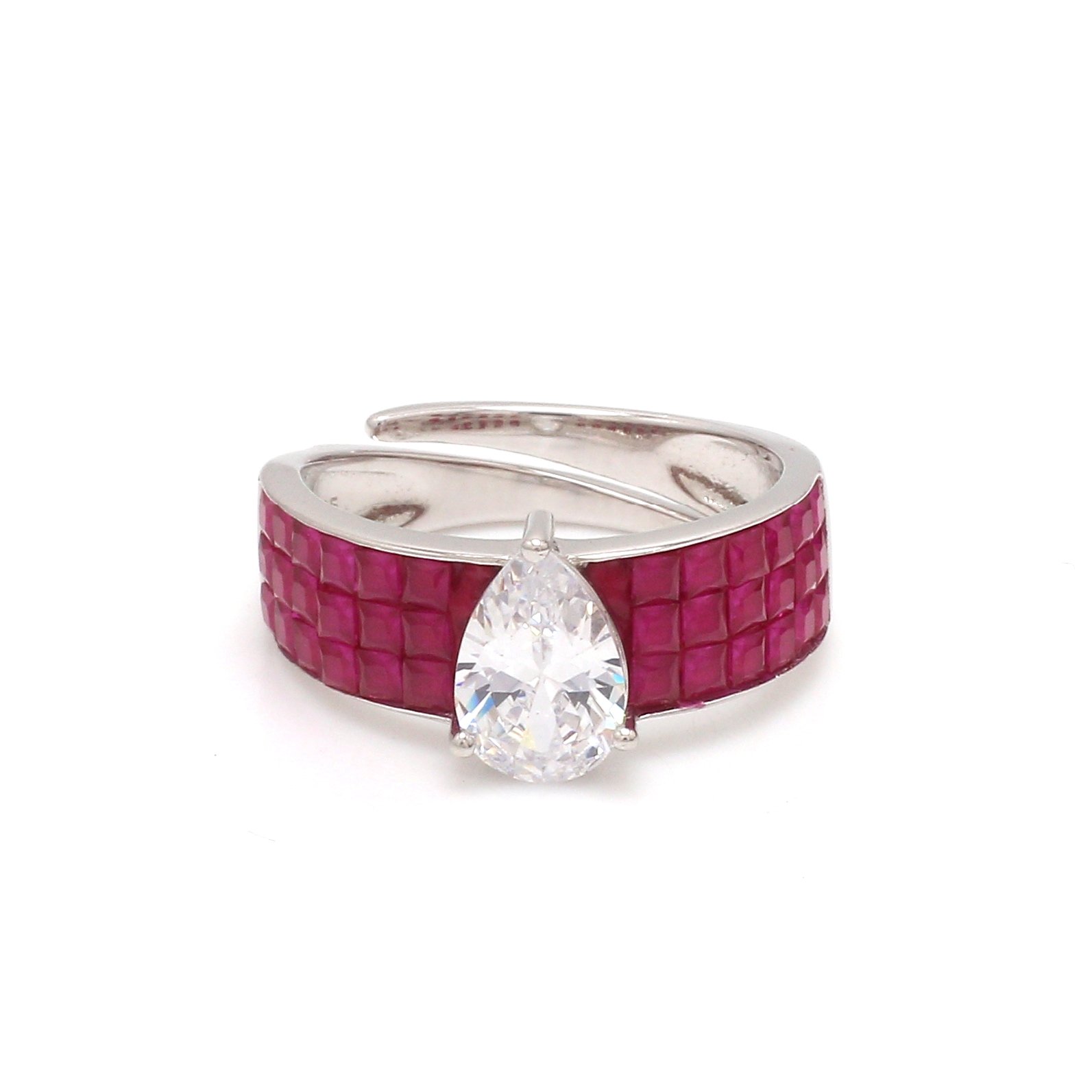 Nirelle Maroon Crystal Sterling Silver Ring – Elegant Gemstone Design